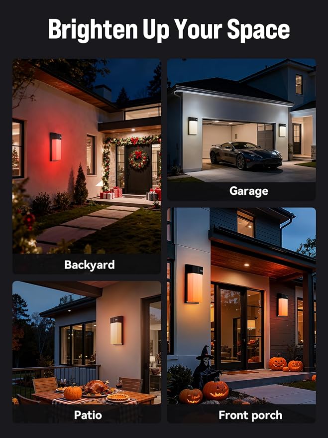Outdoor Wall Light, Smart RGBICWW Porch Lights Outdoor, 1500LM Modern Wall - Image 9