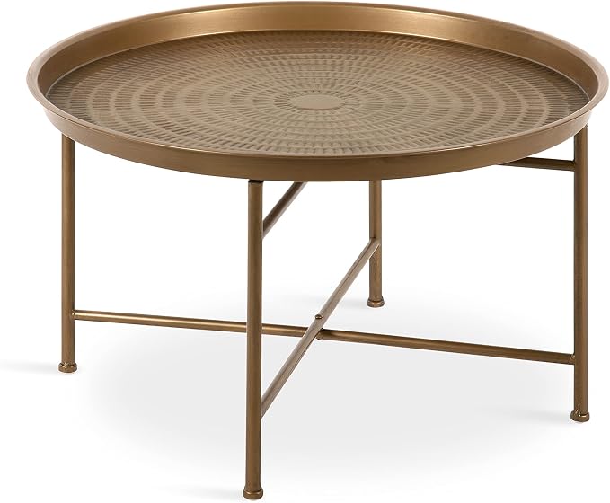 Kate and Laurel Mahdavi Boho-Chic Hammered Metal Tray Coffee Table, Dark Gold by KateandLaurel