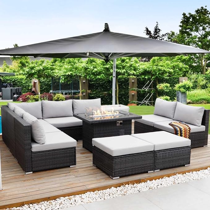 BULEXYARD 10 Piece High Back Wicker Patio Furniture Set by BULEXYARDFURNITURE