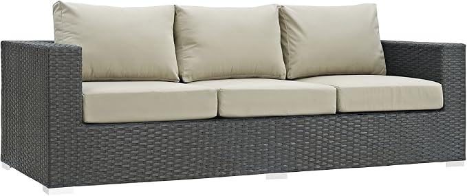 Modway EEI-1860-CHC-BEI Sojourn Wicker Rattan Outdoor Patio Coffee Table by Modway