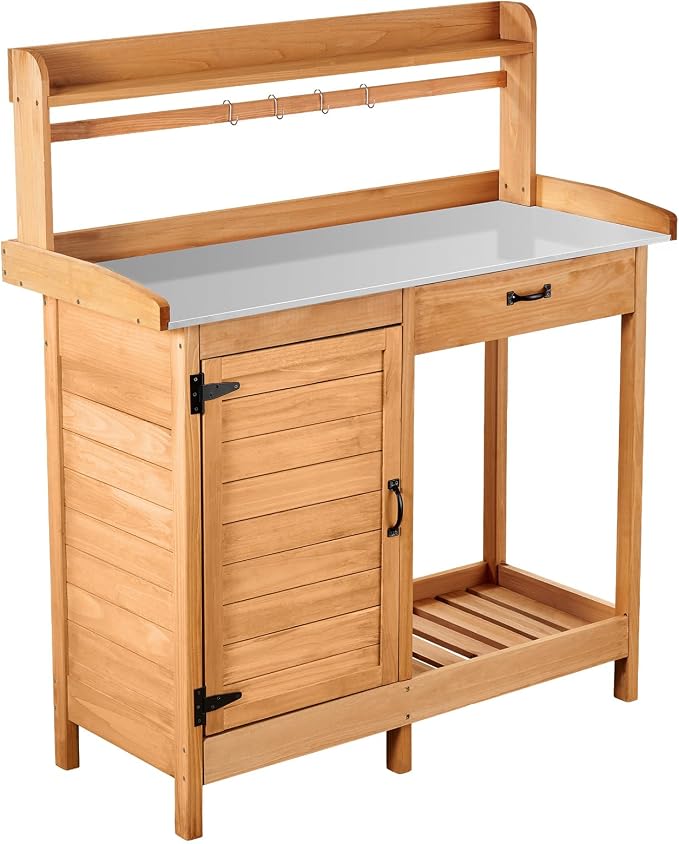 VEVOR Potting Bench Table, 3-in-1 Outdoor Gardening Wooden Workstation - Image 9