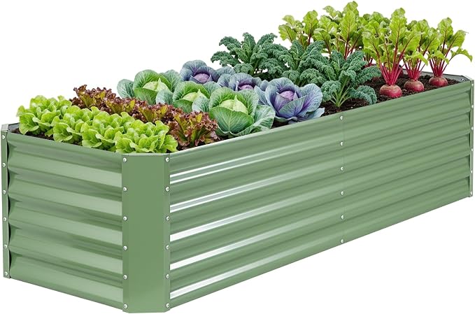 ZORMY 6×2×1.4ft Galvanized Raised Garden Bed Kit, Metal Planter Boxes Outdoor by ZORMY