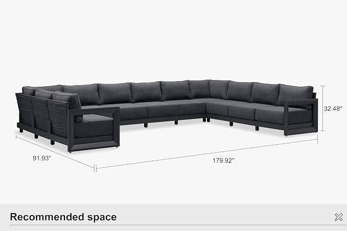 PURPLE LEAF Patio Furniture Set U-Shaped Outdoor Couch - Image 8