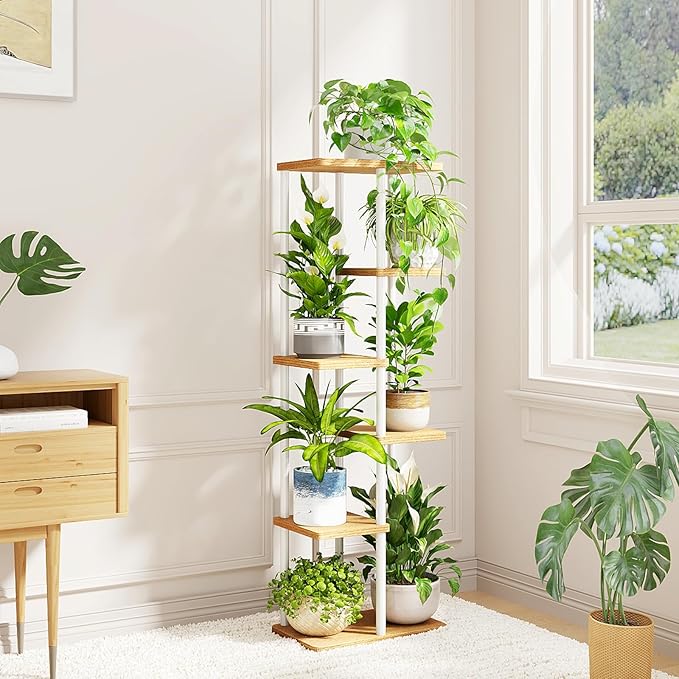 Bamworld Tall Plant Stand Indoor 6 Tier Plant Shelf - Image 2