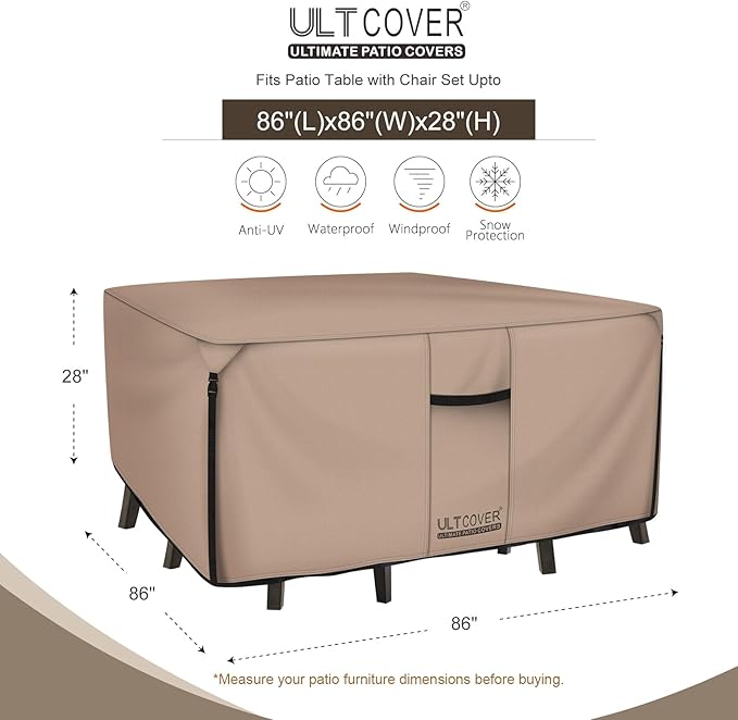 ULTCOVER Square Patio Heavy Duty Table Cover - Image 2