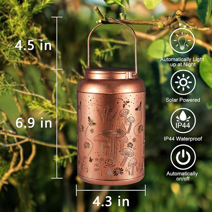 2 Pack Solar Lanterns Outdoor Waterproof, Mushroom Garden Decor Gifts - Image 5