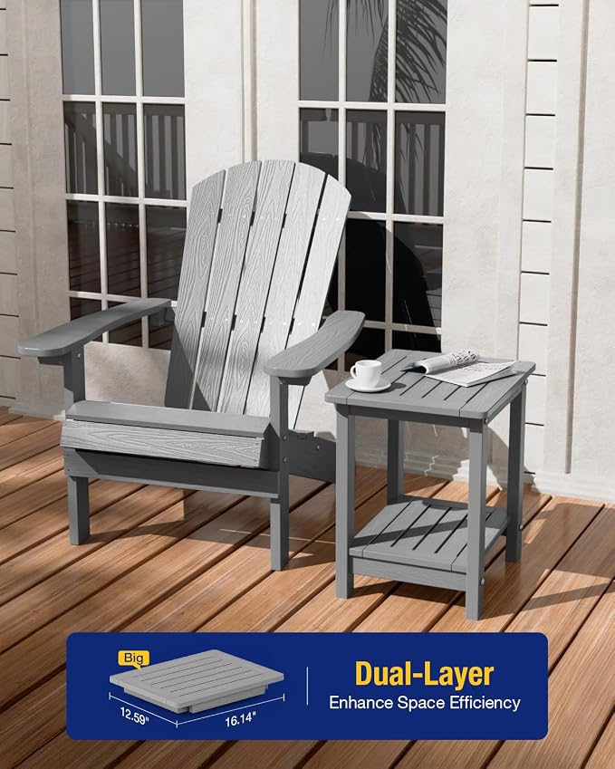 YEFU Outdoor Side Table for Patio: 16" HIPS Weather - Image 4