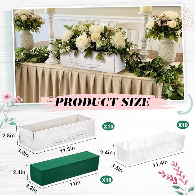 Dandat 10 Set Rectangle Wooden Planter Wood Boxes - Image 2