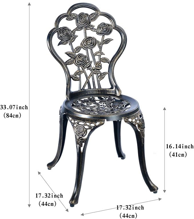 C/G 3 Piece Bistro Set, Outdoor Patio Table, Anti-Rust Cast Aluminum - Image 3