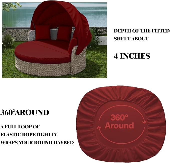 Outdoor Daybed Cushion Cover, Outdoor Waterproof and Fade-Resistant Sun Bed - Image 5