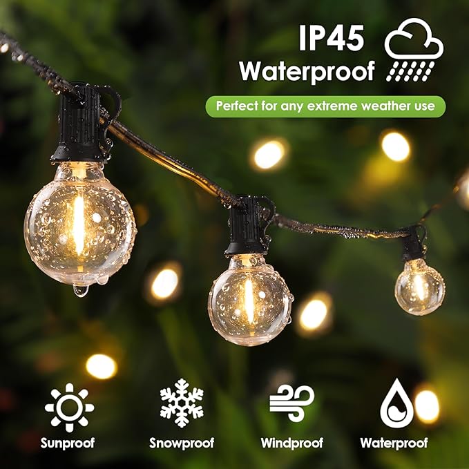 Mlambert 300Ft LED Outdoor String Lights Dimmable Waterproof G40 Globe Patio - Image 4