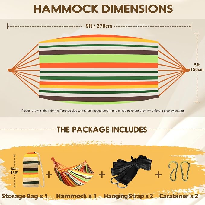 ANYOO Cotton Hammock Portable Camping Hammocks - Image 2