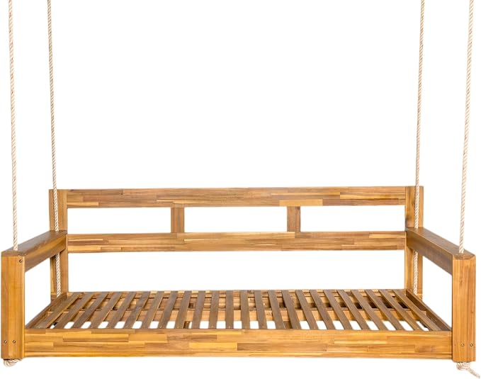 Harper & Bright Designs Patio Wooden Twin Size Porch Swing Daybed Frame - Image 4