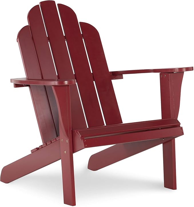 Linon Red Adirondack Chair, 30.4" W x 37.6" D x 37.8" H by Linon