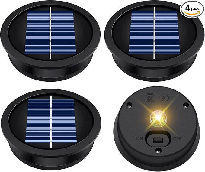 4 Pack Solar Light Replacement Top, Replacement Solar Light Parts by Suggant