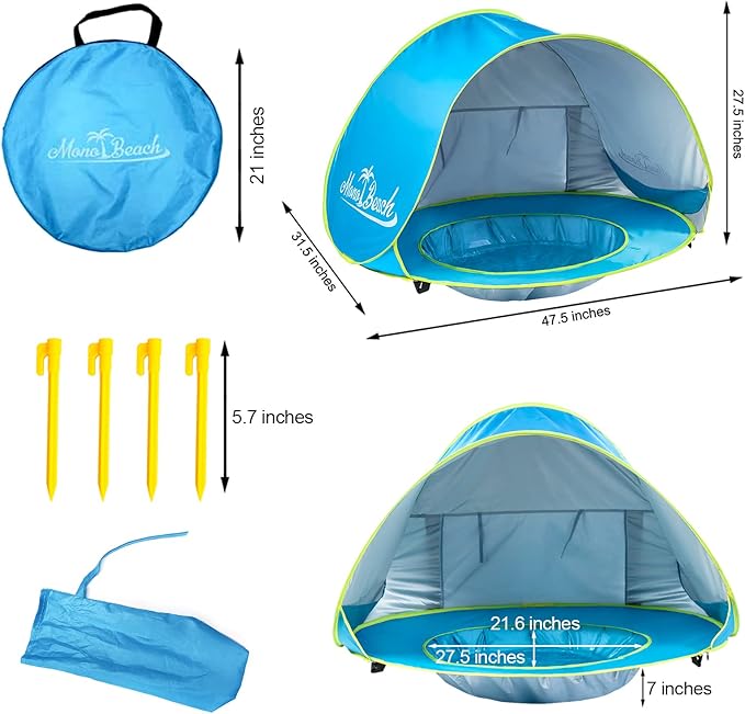 Monobeach Baby Beach Tent Pop Up Portable Shade Pool UV Protection Sun Shelter - Image 7