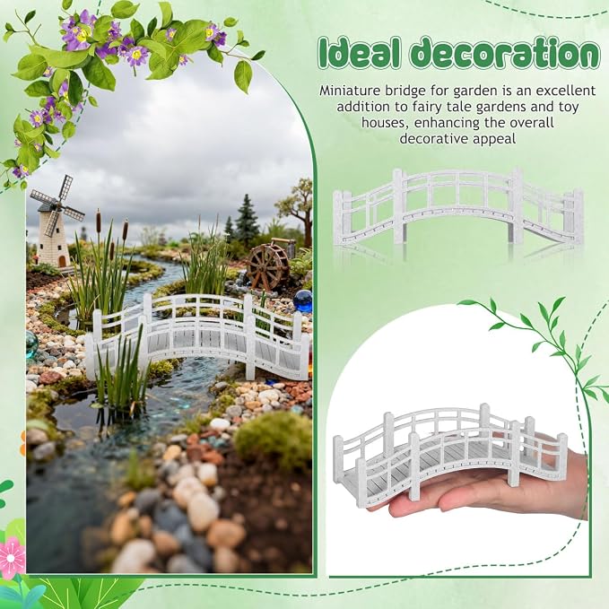 Garneck Miniature Arch Bridge for Fairy Garden Accessories: 5.9" Vintage Tiny - Image 8