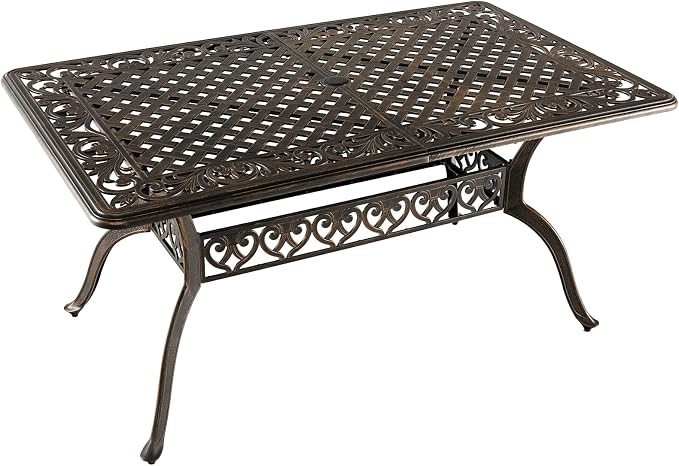Tangkula 59 Inches Outdoor Dining Table, All-Weather Cast Aluminum Table - Image 9