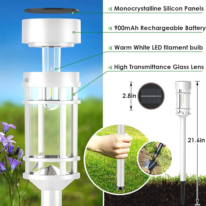 Mancra Solar Pathway Lights Outdoor Waterproof, 8 Pack LED Solar Garden Lights - Image 3