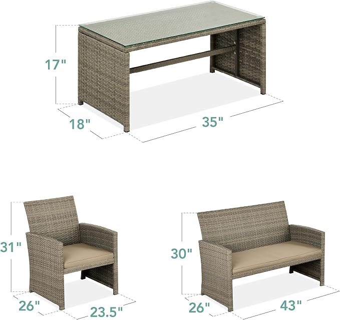 Best Choice Products 4-Piece Outdoor Wicker Patio Conversation Furniture Set - Image 7