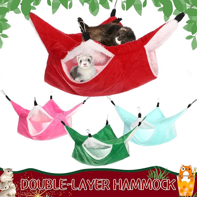 Nuogo 4 Pcs Rat Hammock for Cage Small Animal Hanging Ferret Hammocks for Rat - Image 5