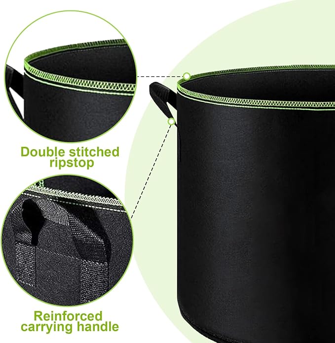 6-Pack 7 Gallon Grow Bags - 300G Heavy Duty Aeration Fabric Pots - Image 4