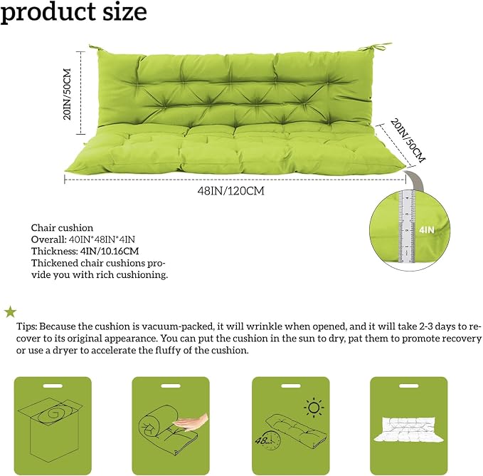 Outside Benches Cushion with Backrest, Thicken Waterproof Swing Cushions 2/3 - Image 3