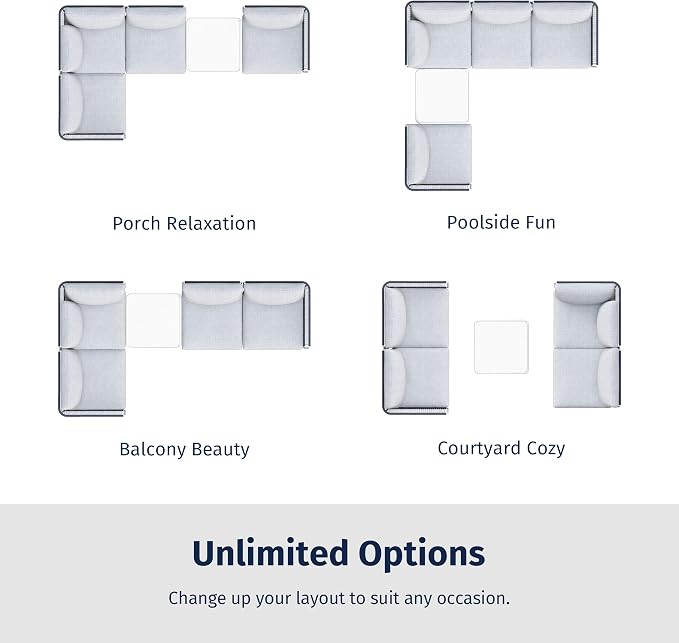 East Oak 5-Piece Montauk Modular Patio Furniture Set, Outdoor Sectional Sofa - Image 3