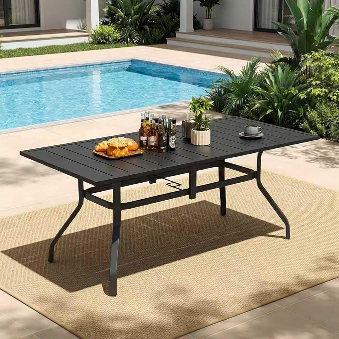 Sour Citrus Rectangular Outdoor Metal Patio Dining Table - Image 2