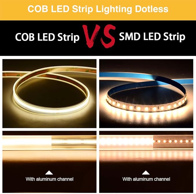 COB LED Strip Lights Waterproof IP67 DC24v Natural White 4000K 16.4ft/5m High - Image 3