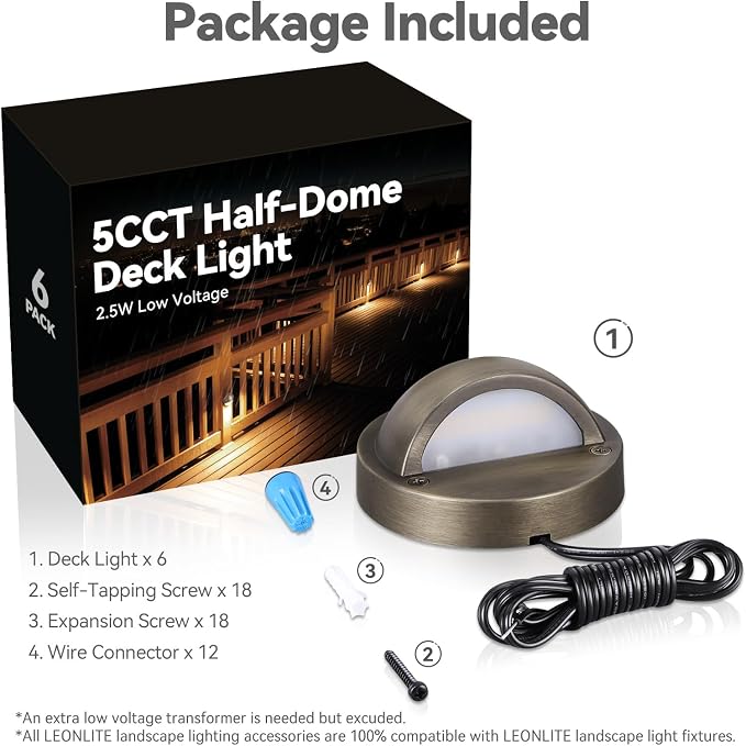 LEONLITE Update 5CCT LED Low Voltage Deck Lights, 180LM 3.74inch Landscape Step - Image 9