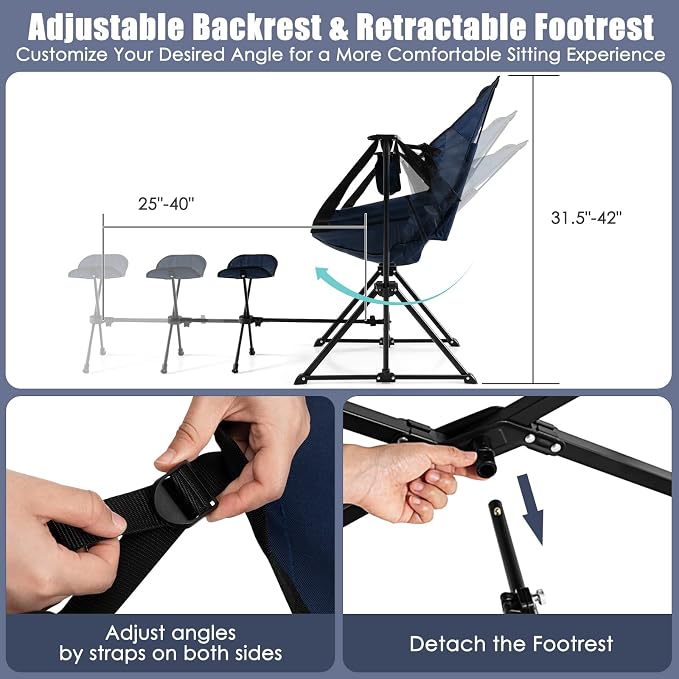 Tangkula Set of 2 Hammock Camping Chair, Portable Camp Chair - Image 6