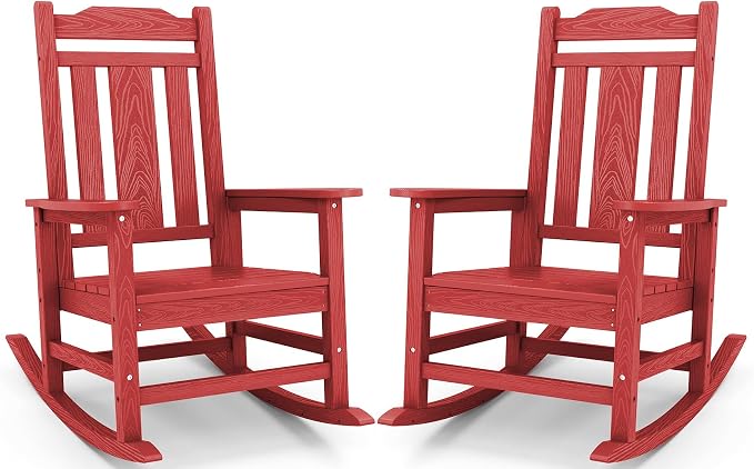 SERWALL Oversized Rocking Chair, HDPE Outdoor Rocking Chairs Set of 2, Patio by SERWALL