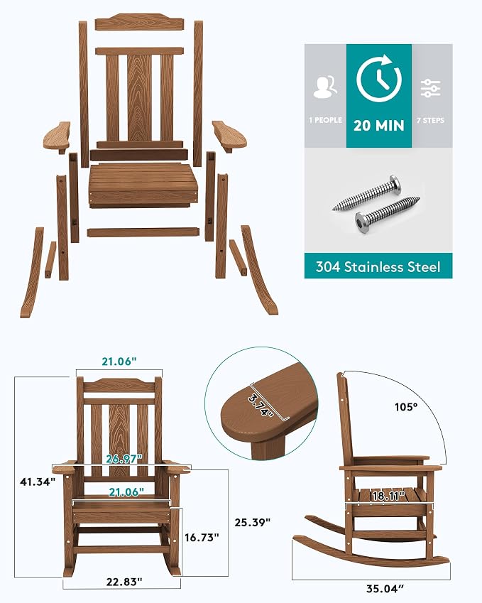 SERWALL HDPE Outdoor Rocking Chair - Image 2