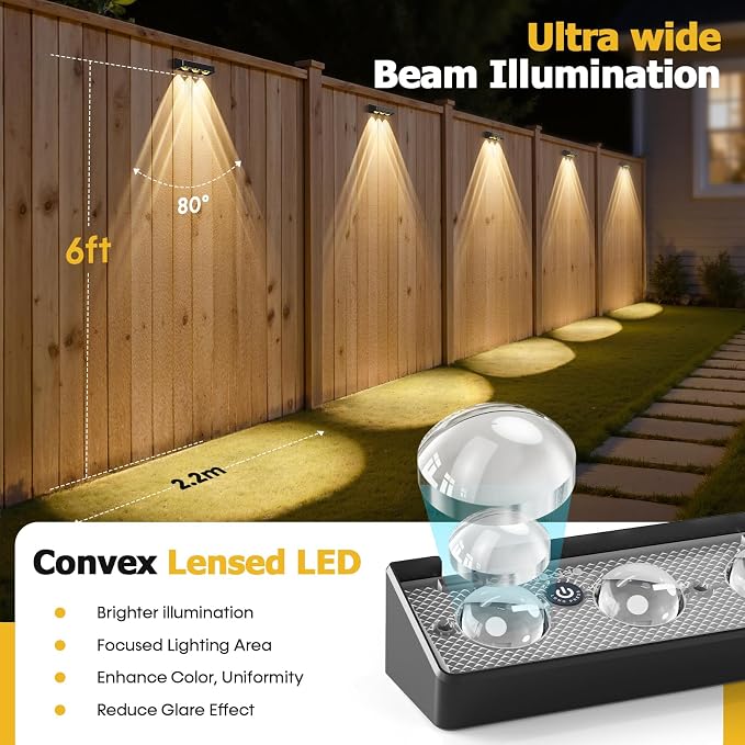 NIORSUN Solar Fence Lights, 16 Pack Solars Deck Light, RGB Color, Outdoor Bulb - Image 8