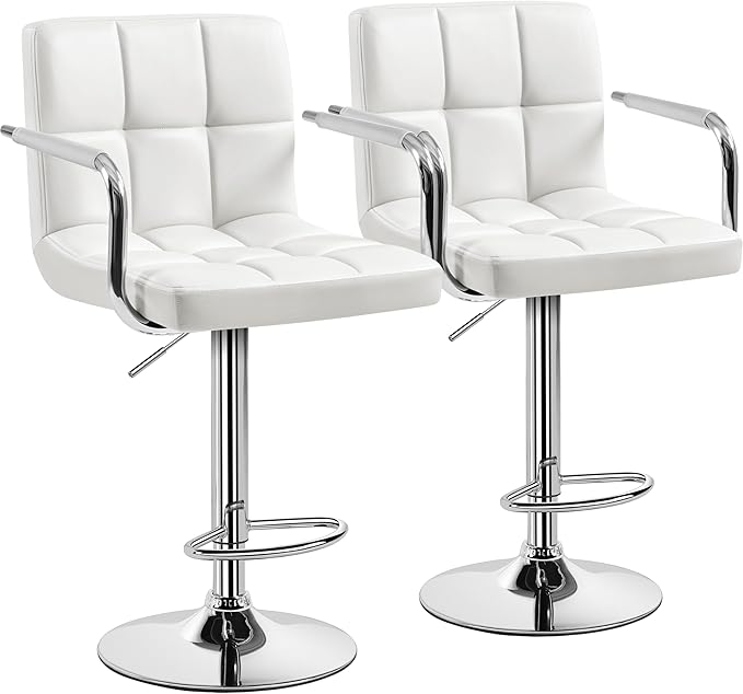 Yaheetech Bar Stools Set of 2, PU Leather Adjustable Swivel Barstools, by Yaheetech