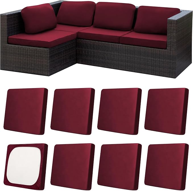8Pcs Patio Cushion Covers, Outdoor Cushions Covers, Stretch Cushion Covers by Unknown