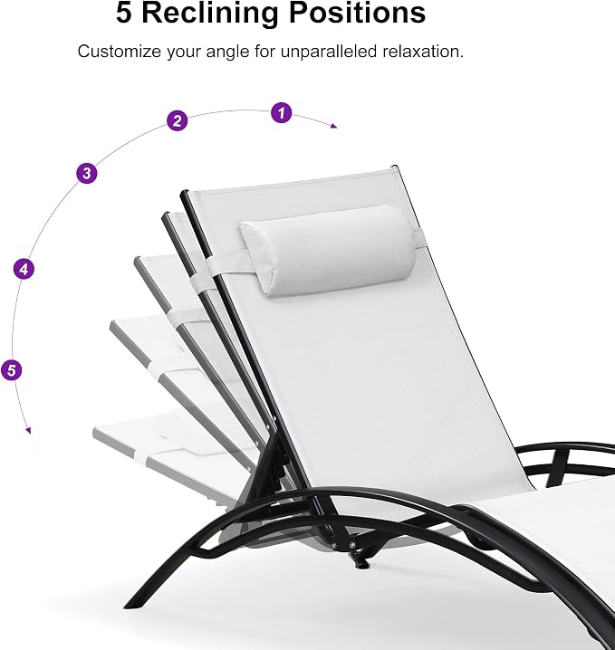PURPLE LEAF Patio Oversized Chaise Lounge Chair Set - Image 4