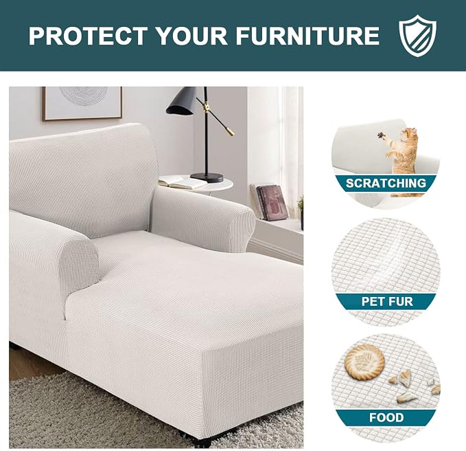 FantasDecor Chaise Lounge Cover Stretch Chair Lattice Slipcover - Image 5