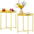 VECELO Side/End Table, Folding Round Metal Anti-Rust and Waterproof Outdoor or by VECELO