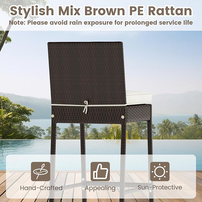 Tangkula 3 Piece Outdoor Bar Set, Patio Rattan Bar Height Heavy Duty Metal - Image 6