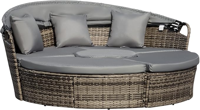 Outsunny 4-Piece Round Convertible Daybed by Outsunny
