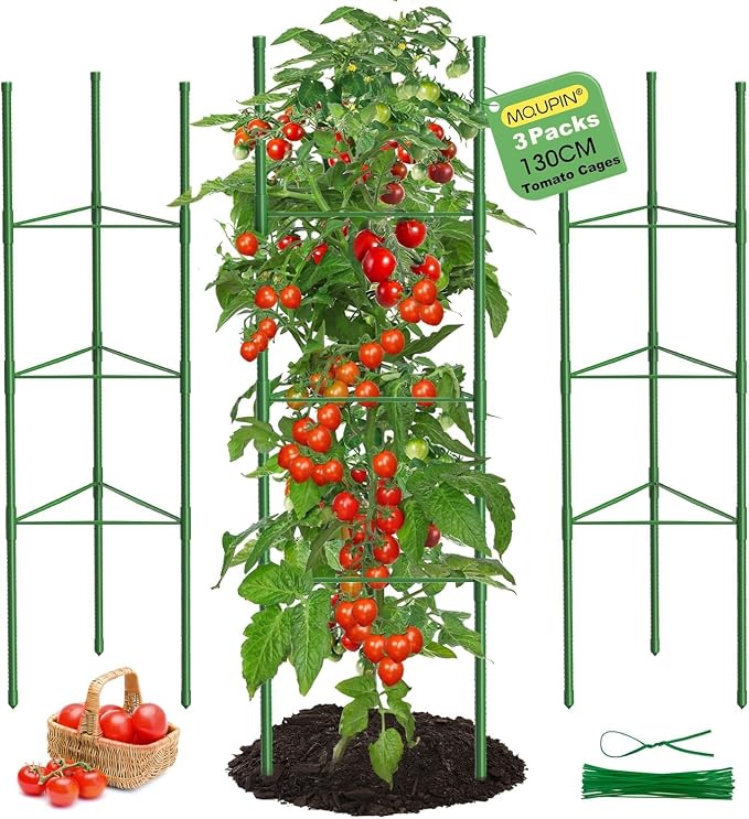 3 Pack Tomato Cages, 51.2in Tomato Plant Support Stakes Heavy-Duty, Garden by MQUPIN