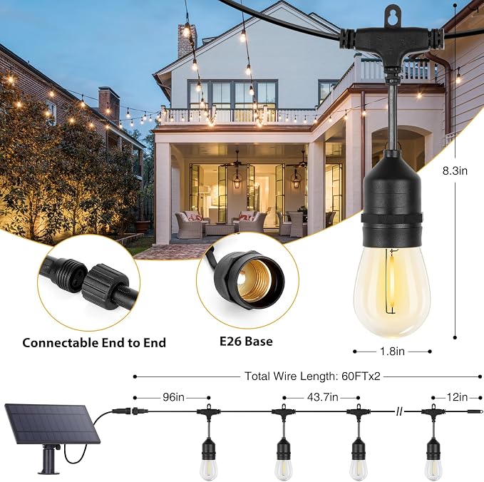 ZJOJO Solar String Lights Outdoor Waterproof 120FT, Solars Light Outdoor - Image 2