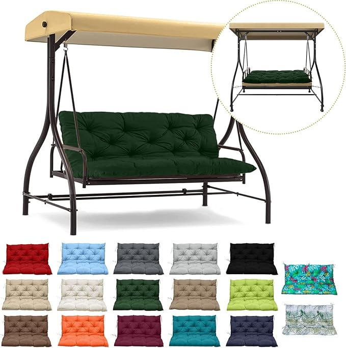 Waterproof Porch Swing Cushion Replacement, Thick 4" 2–3 Seat Outdoor Swing by RUFXIEZW