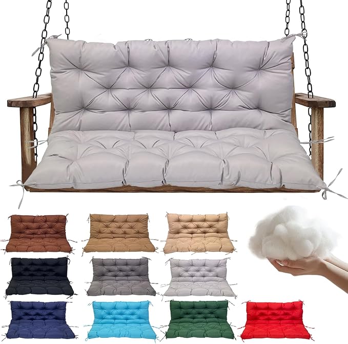 Swing Replacement Cushions for Outdoor: 2-3 Seater Waterproof Porch Bench by QLWYKJP