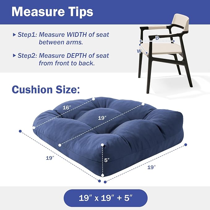 Outdoor Chair Cushions Set of 2, Patio Chair Cushions - Image 4