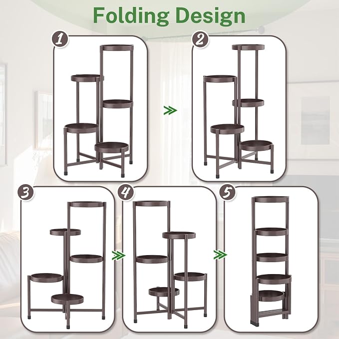 iDavosic.ly Plant Stand Indoor Outdoor, 5 Tier Corner Metal Flower Display - Image 9