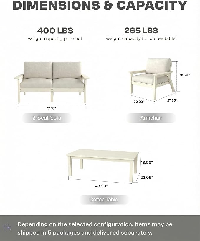 Patio Furniture Set, HDPE Outdoor Sofa Set - Image 2
