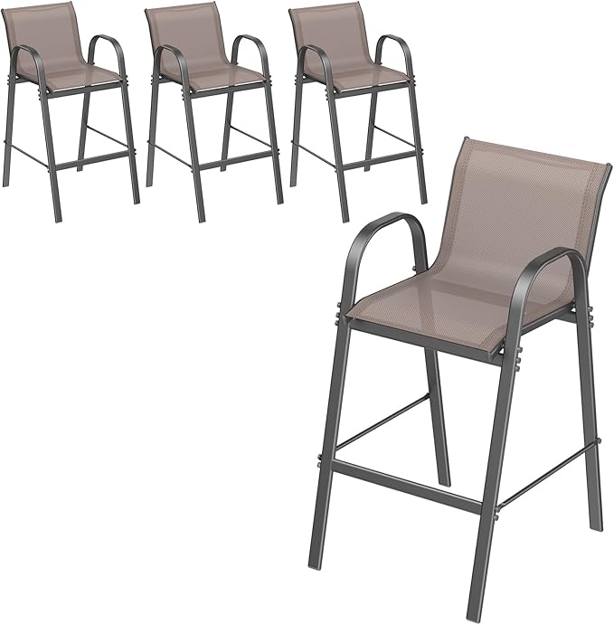 ONBRILL Outdoor Bar Stool Set of 4, Patio Bar Chairs by ONBRILL
